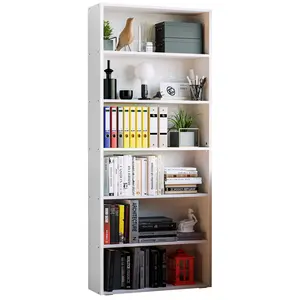 Farmhouse Wooden Bookshelf - 6-Tier Floor-Standing Open Display Shelves with Arched Base (62.8" H x 23.82" W x 9.25" D) & 5-Tier 53" H Open Storage Rack, Suitable for Living Room, Study