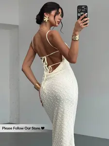 Women's Backless Boho Dress, Bohemian, Beach Pattern Style, Slim-Fitting, Fashionable and Attractive, Perfect for Spring Summer, Parties, Weddings