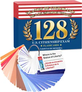 2026 US Citizenship Flash Cards - Complete 128 USCIS Civics Questions and Answers Study Guide, Bilingual English & Spanish Set with Metal Ring - Tarjetas de Ciudadanía 2026 para Naturalización