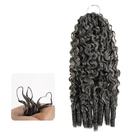 QVR Burmese Curly Salt Pepper Crochet Hair Natural Black Machine Made Feather Crochet Human Hair Extension