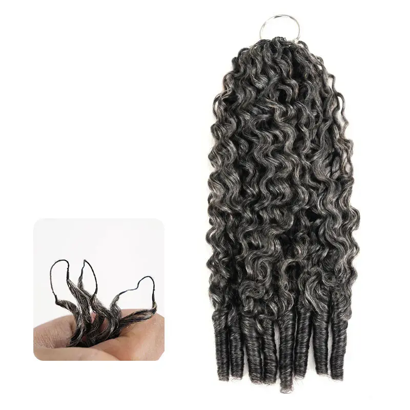 QVR Burmese Curly Salt Pepper Crochet Hair Natural Black Machine Made Feather Crochet Human Hair Extension