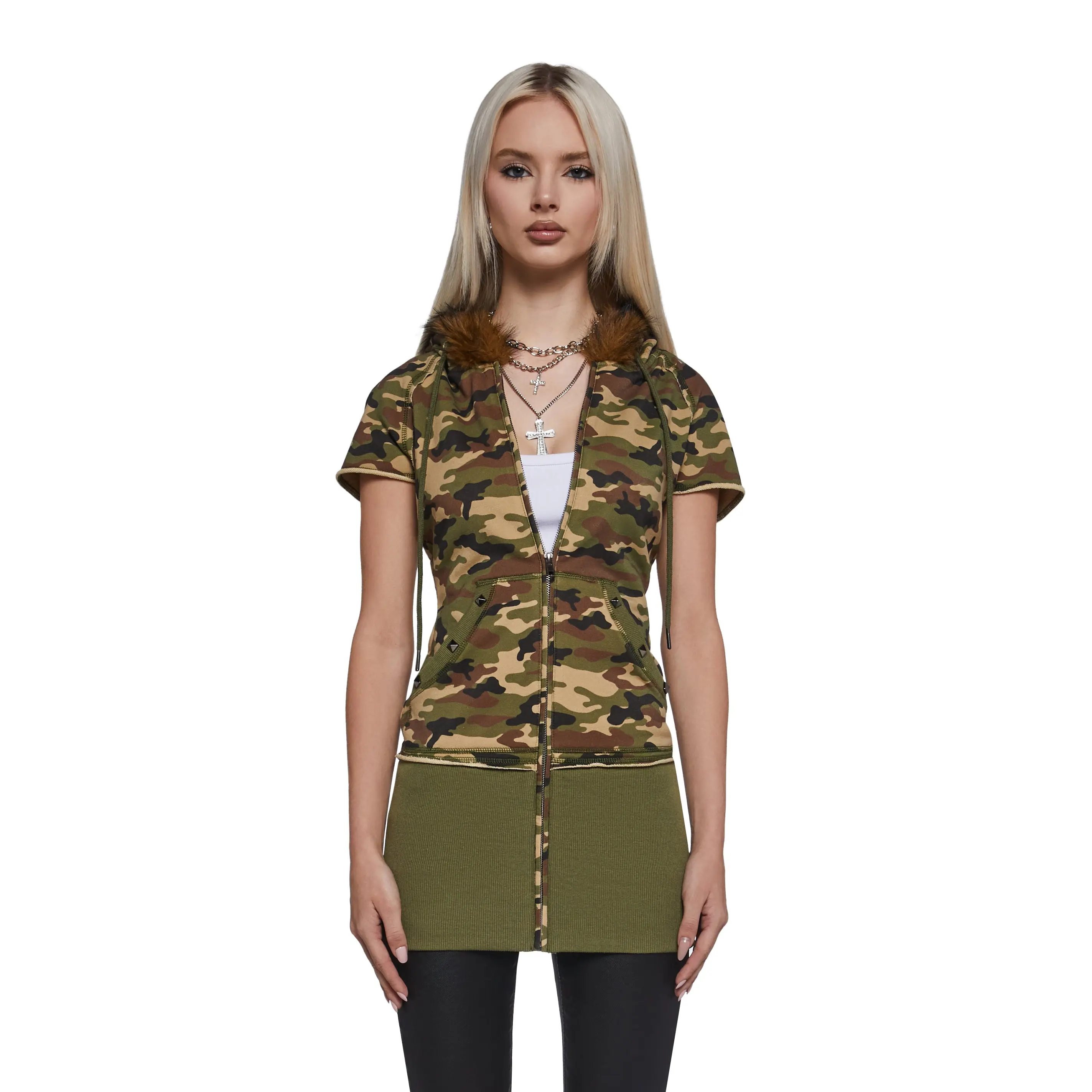 Texting U Camo Hoodie Mini Dress