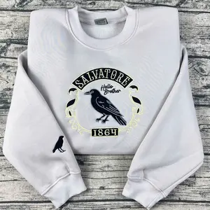 The Vampire Diaries Embroidered Sweatshirt, Mystic Falls VirginiaSweatshirt, Fall Embroidered Sweatshirt, Salvatore Brothers 1864 Cotton Crewneck