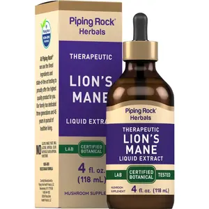 Piping Rock Lions Mane Liquid Drops | 4 Fl Oz | Mushroom Extract | Alcohol Free Tincture Supplement | Vegetarian, Non-GMO, Gluten Free