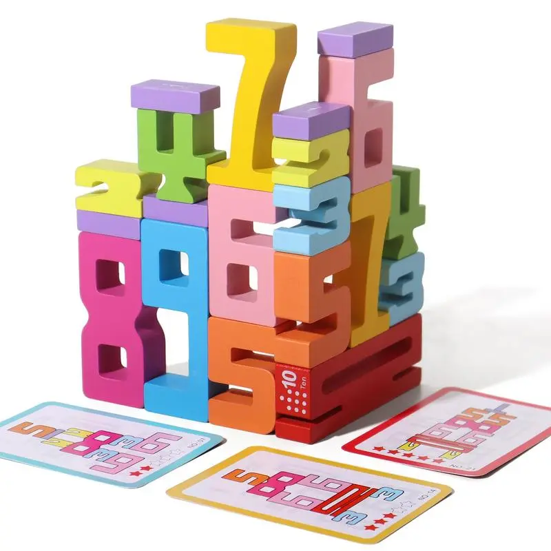 Colorful Stacking Blocks - Wooden Number 1-Box Montessori Creative Early Educational Toy, Children's Birthday Gift