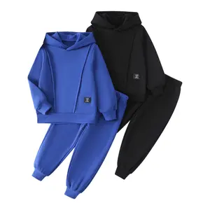 Boys' 4-Piece Long-Sleeve Hooded Sweatshirt and Sweatpants Set for Fall/Winter, Ages 4-14
