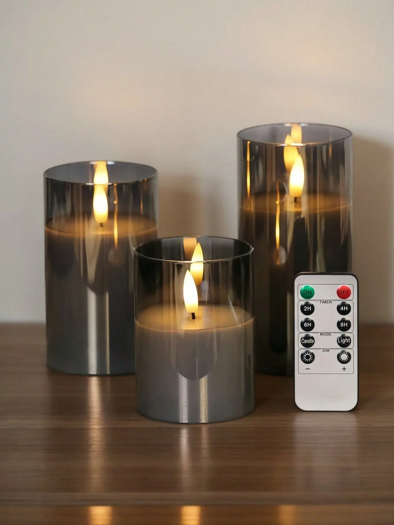 3-Pack Decorative Plastic LED Pillar Candle Set, Battery-Operated with Timer & Remote Control, Indoor Flameless Candles for Households & Wedding Ambient Lighting, Timed On