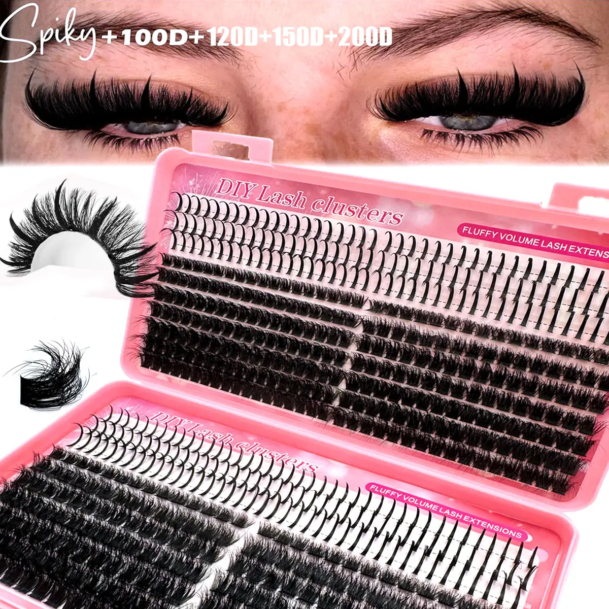 5-In-1 Russian Lash Extensions Kit, Spiky, Fluffy Volume Eyelashes, Volume &, D-Curl, Sizes 8-16mm, DIY Eyelash Extensions, 5 Styles Available, Individual Eyelash Kit, Eyelash Extensions Set