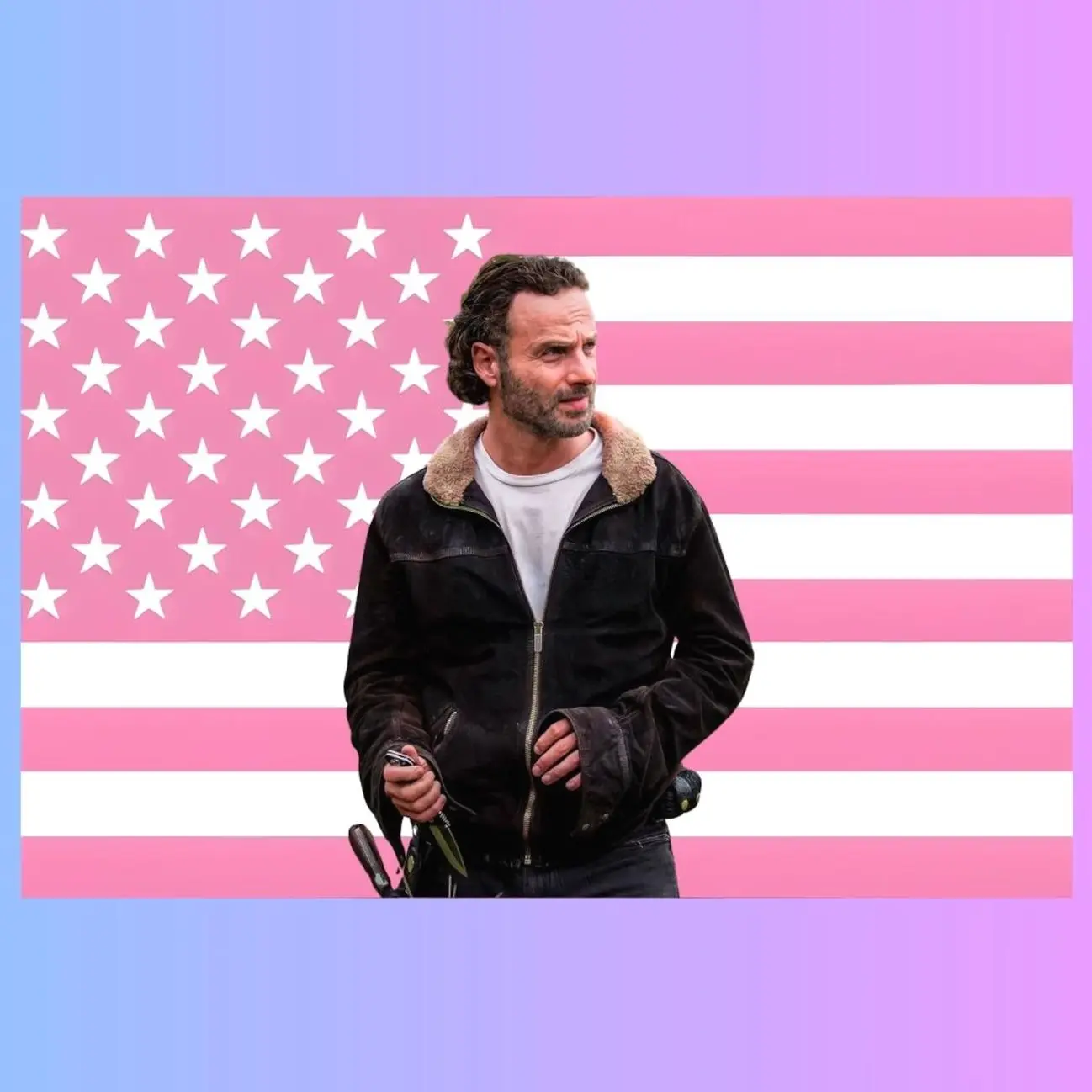 Rick Grimes US Wall Tapestry Flag, Walking Dead Wall Art, Sheriff Bedroom Decor, Zombie Fan Banner