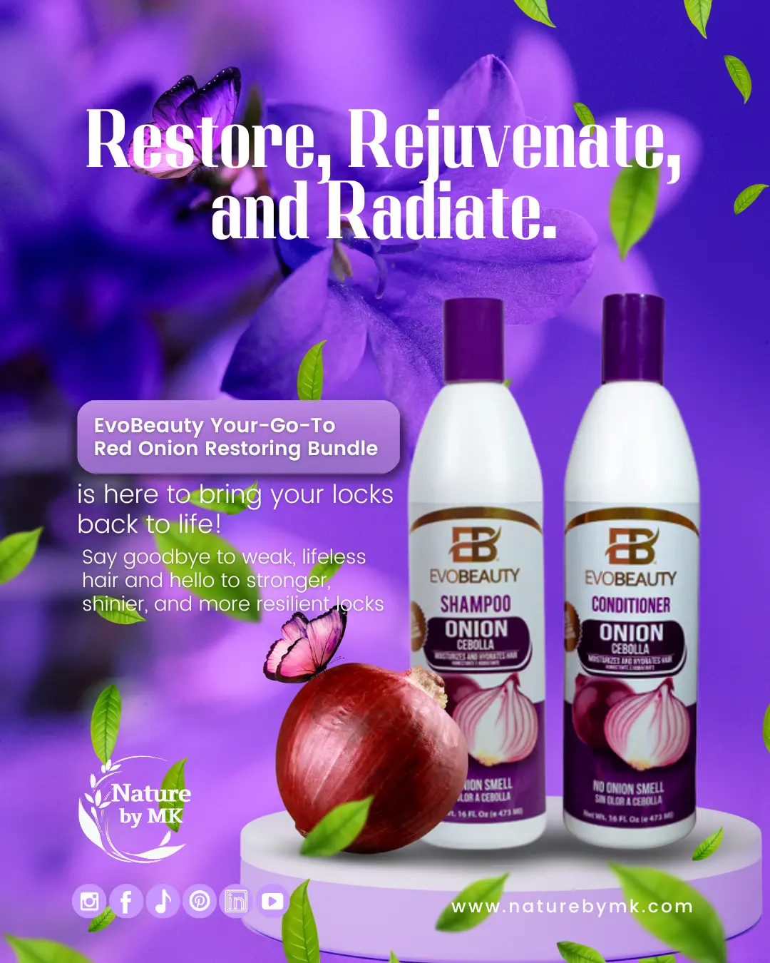 EvoBeauty Red Onion Restoring Bundle - Natural Skin Care Solution with Essential Nutrients for Healthier Skin