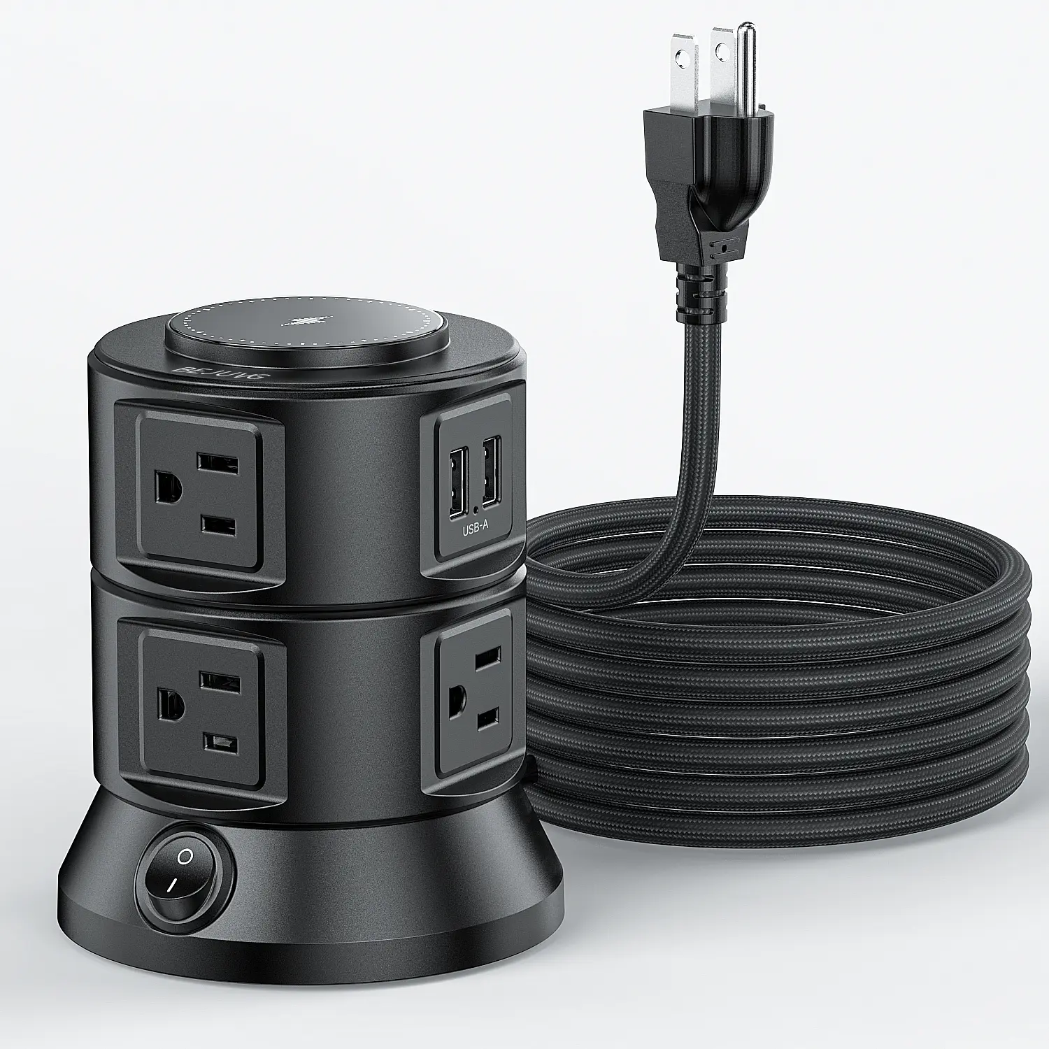 BEJUVG Surge Safe Power Strip with Switch - Wall Outlet Extender, 6 AC Outlets, 4 USB Ports, Type-C Wired Charging, Wireless Phone Charging, Home & Office Electrical Accessory