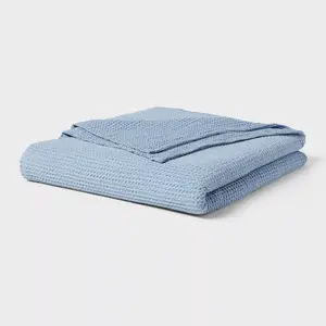 Twin/Twin XL TENCEL Lyocell Waffle Bed Blanket Light Blue - Threshold