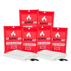 SupplyAID 6 Pack Emergency Fire Blanket for Camping and Safety Supplies, White