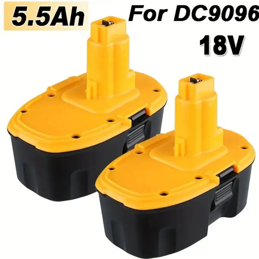 18V Ni-Mh High Output Replacement Batteries (2 Packs, 5.5Ah) - No Memory Effect, Safe & Reliable, Compatible with Dewalt 18V Cordless Power Tools & Standard OEM Chargers (DC9096, DC9098, DC9099, DW9095, DW9096, DW9098)