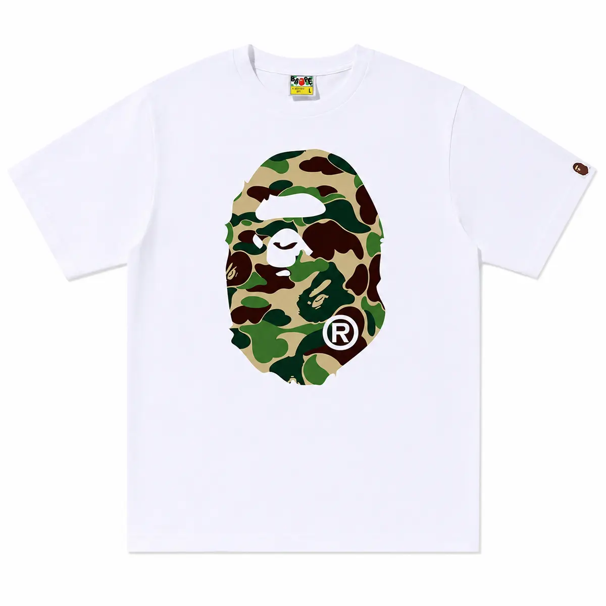 BAPE ABC CAMO BIG APE HEAD TEE MENS WHITE GREEN