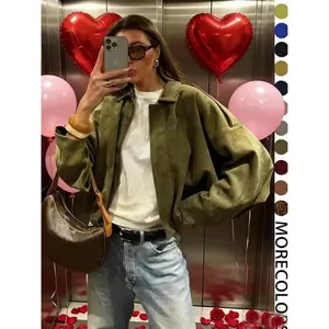 Women’s military jacket, military green loose top for spring and autumn styles GARMENTARY