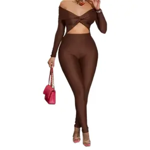 Casual Elegant Top + Slim Pants - Women's Clothing - Slim Fit Design - Ideal for Casual Outings - Womenswear 2 piece matching set