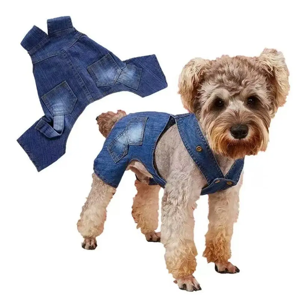 Soft Denim Strap Pants for Pets, Dog Clothes, Husky Clothes, Puppy, Four-Legged Onesie, All-Season Wear, Suitable for Small to Medium Dogs