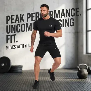Men's Compression Shirts Short Sleeve Workout Shirt - Quick Dry Athletic Baselayer Top Shapewear Undershirt for Gym Training Running Sports Fitness Comfortable Breathable Performance Wear