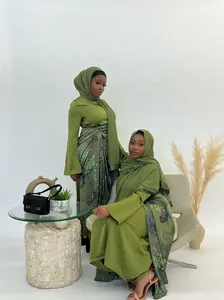 Wrap Satin Abaya In olive embrace