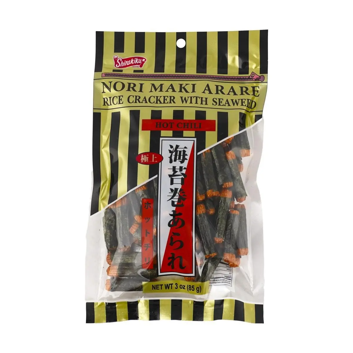 SHIRAKIKU Spicy Seaweed Rice Cracker Rolls - Japanese Senbei Snack, 85g