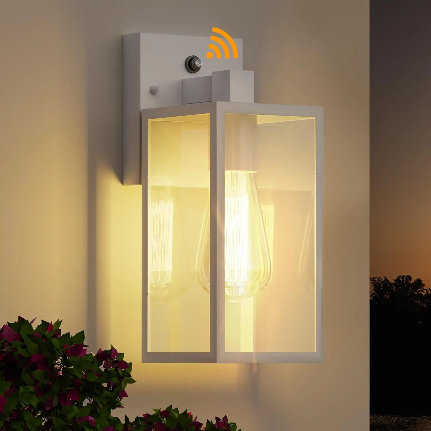 White Dusk to Dawn Exterior Lighting Fixtures Wall Mount, Outdoor Porch Lights for House, Sensor Wall Lights, Waterproof Wall Sconce Lamp, Wall Lantern, Anti Rust Coach Lights for, Doorway, Garage