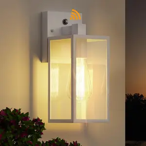 White Dusk to Dawn Exterior Lighting Fixtures Wall Mount, Outdoor Porch Lights for House, Sensor Wall Lights, Waterproof Wall Sconce Lamp, Wall Lantern, Anti Rust Coach Lights for, Doorway, Garage