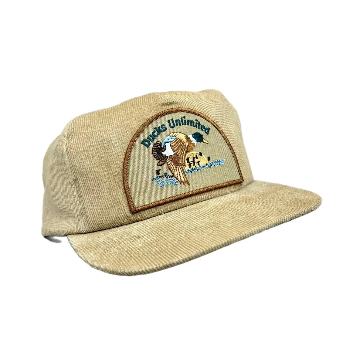 Ducks Unlimited Unisex Basic Corduroy Snapback Hat - Vintage Style 90s Retro Casual Classic Logo Hat, Adjustable, Embroidered Graphic, Hunting Outdoor Cap with Hair Bonnet, 90S Retro Hats