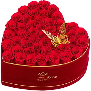Forever  in Heart Shape Box, Mothers Day Preserved Roses that Last Over a Year Preserved  Birthday Gifts for Women Mom Wife Anniversary Valentines Day Christmas, Red