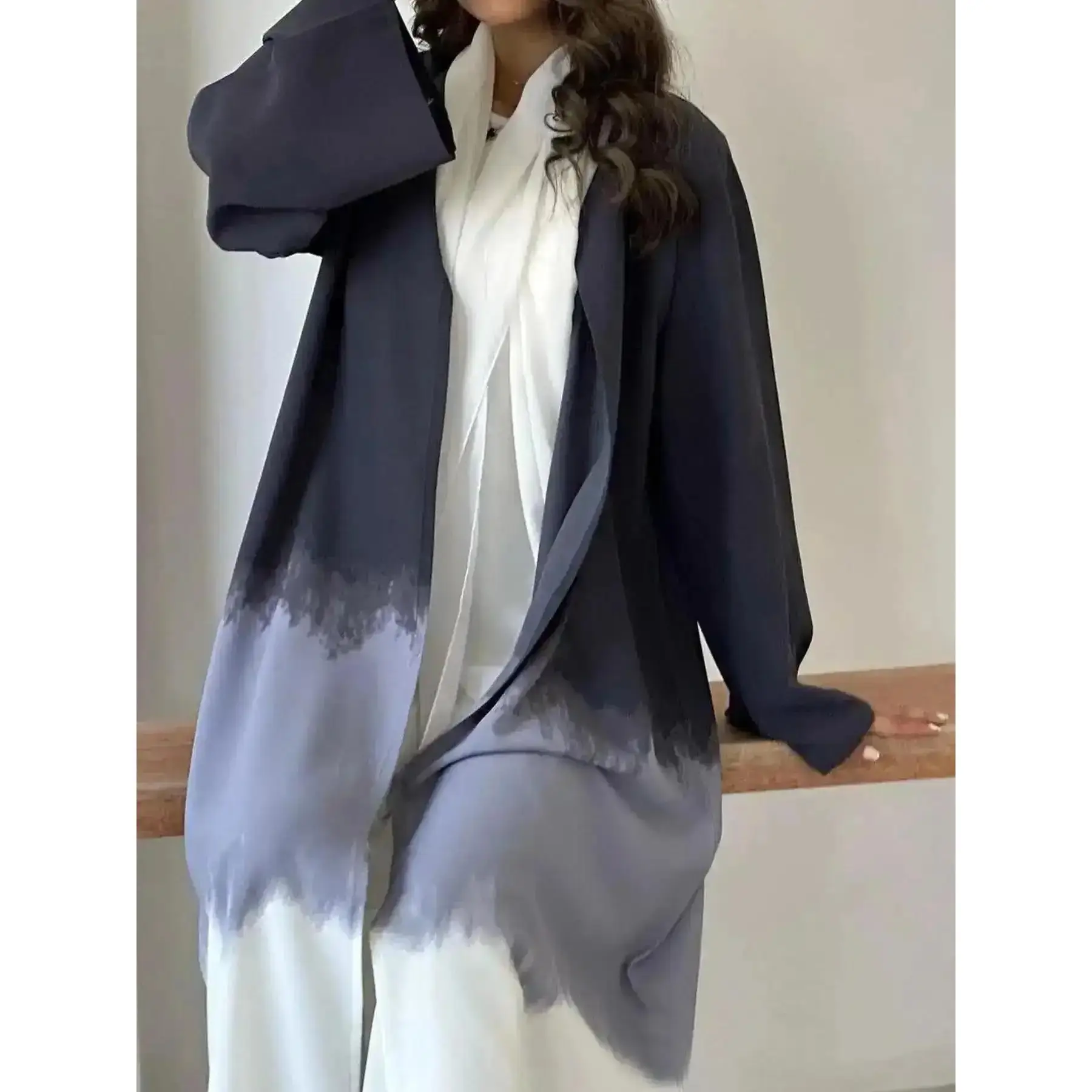 Women's Middle Eastern Muslim Long Maxi Dress Fashion Tie-Dye Print Shawl Abaya Spring Summer Open Front Modest Outfits Islamic Clothing Clothes classic staple everyday seasonal musthave timeless piece stylish day to