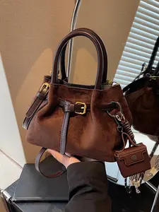 Retro light luxury handbag, Casual handbag satchel, trendy niche personality chic single shoulder crossbody bag, with detachable mini bag hanging decoration, lightweight and easy to carry, suitable for commuting, shopping, and socializing