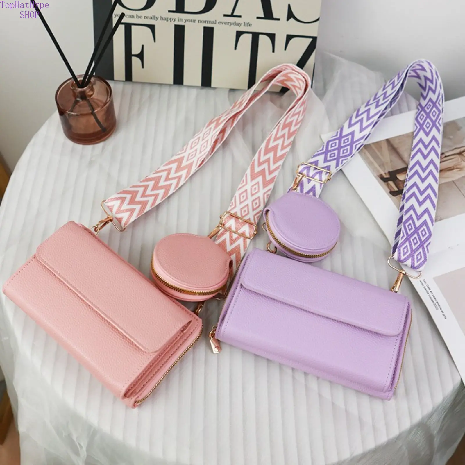 Cute Crossbody Bags for Women, Plain Japanese Style Nylon & PU Leather Phone Bag with Wide Strap, 2-in-1 Detachable Pouch & Metal Hardware, Casual, Daily, External Pouch Women's Crossbody & Shoulder Bags, Fashionable Bags