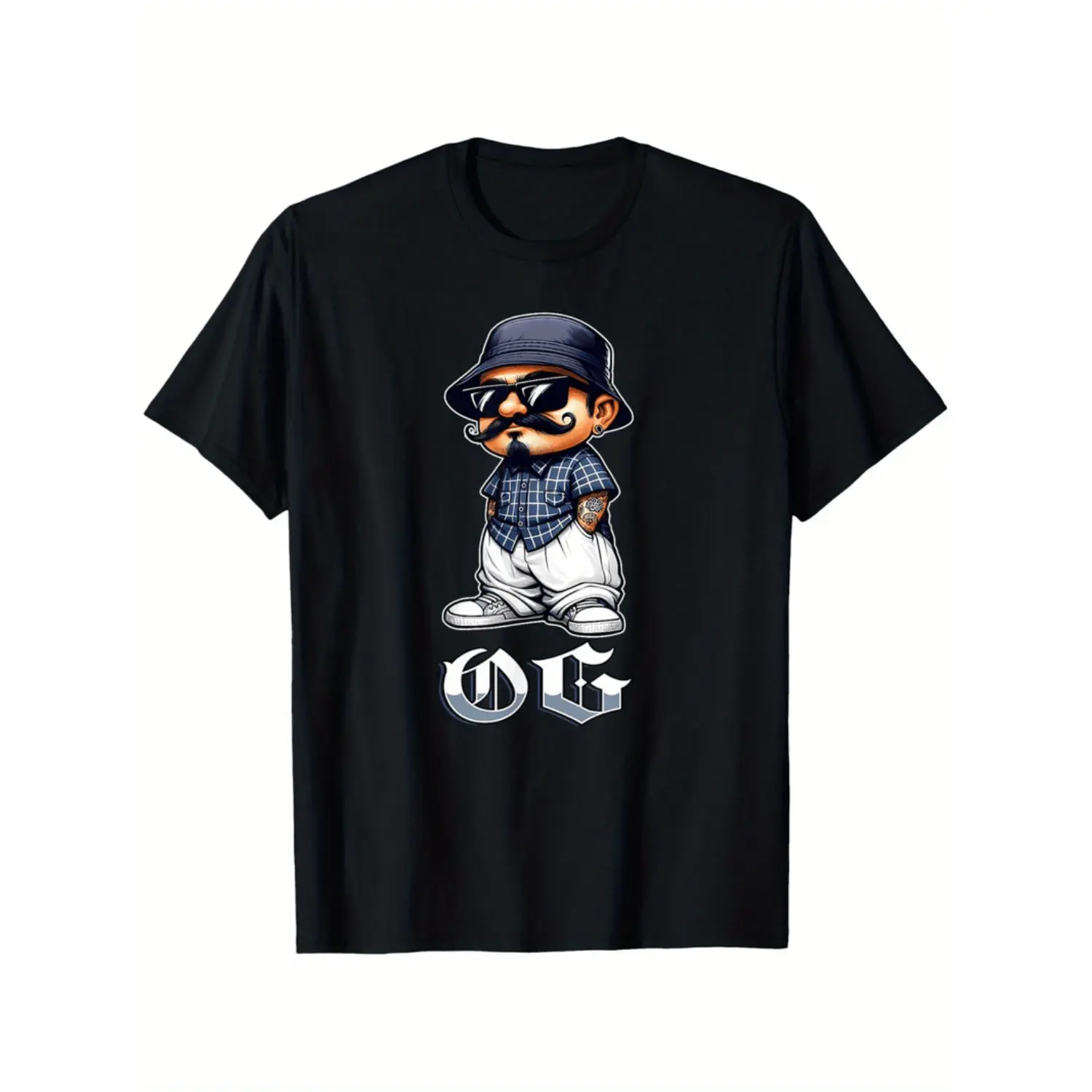 Summer t Shirts og chicano tattoo cholo clothing lowrider latino t shirt unisex cotton casual round neck outdoor short sleeve t shirt with stretch mens summer clothes ly elastic 100 cotton s xxxl black -1