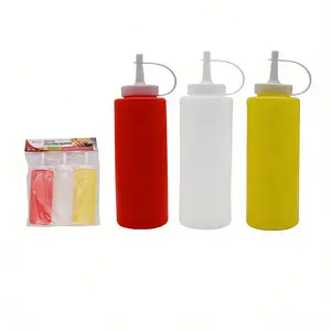 3-Pack 12oz Reusable Squeeze Bottles - Ketchup, Mustard & Sauce Dispenser