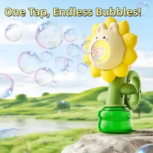3-speed Adjustment Sunflower Bubble Machine Automatic Portable Blowing Bubble Bath Toy Night Light Birthday Party, Automatic Bubble Blower, Automatic Bubble Machine Shake Head Soap Bubbles Handheld Bubble Kids