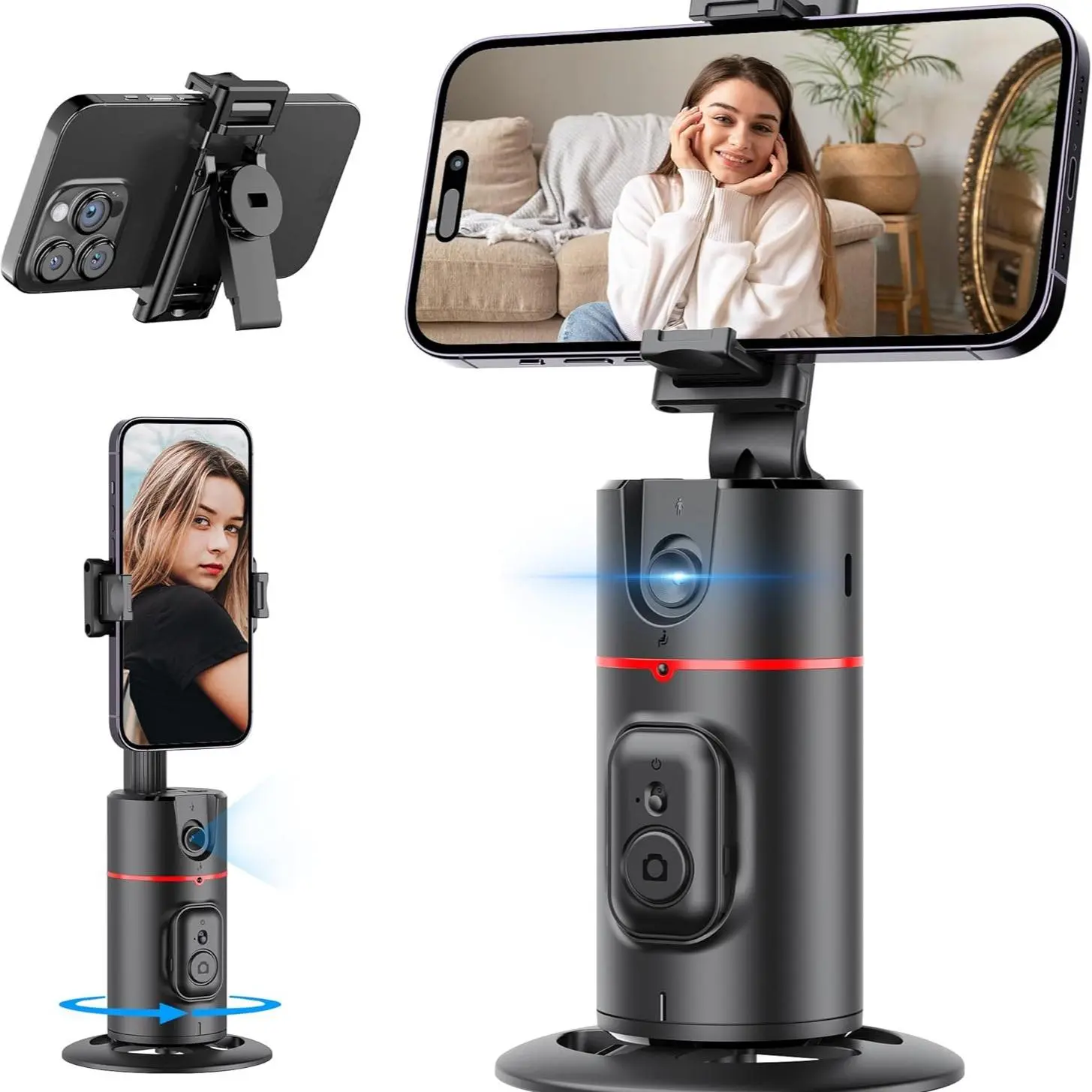 Face Tracking Phone Holder,Phone Stand, Gimbal Stabilizer for Live Vlog, TIK Tok,with Detachable Controller,No App Required Accessories Selfie Smartphone Cellphone