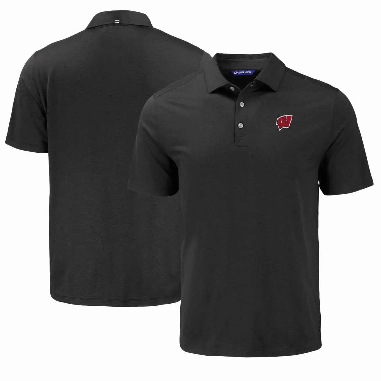 Wisconsin Badgers Cutter & Buck Coastline Epic Comfort Eco Recycled Polo - Black