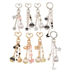 New Pearl-Beaded Keychain Collection: Butterfly, Star, Starfish, and Shell Keychains & Bag Charms