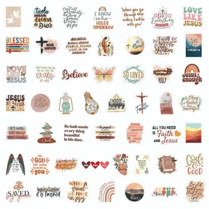 50Pcs Aesthetic Bible Verse Stickers  Boho Christian Faith Decals for Tumblers, Laptops & Prayer Journaling