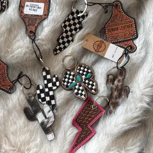 tooled leather keychain