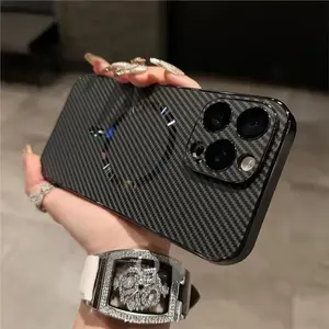 Electroplating Frosted Carbon Fiber Magnetic Suction for Ip17AIR/16Opromax Texture Iphone15pro Phone Case Smartphone Cellphone Cover Protector with Supplier Warranty Shockproof Protection [Black] [Black]
