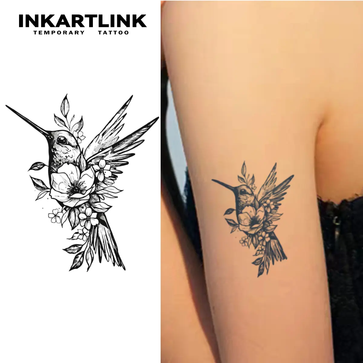 INKARTLINK Tattoo Tech, 3 Sheets Small Semi Permanent Tattoo, Adult Art Design Temporary Tattoos, Lasts 1-2 Weeks, Waterproof, Realistic Look, No Adhesive, No Reflection (Little Bird Design)