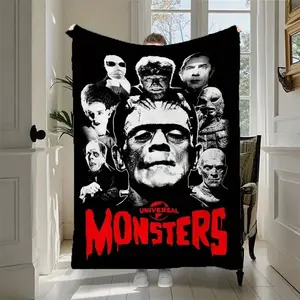 Universal Monsters themed printed flannel blanket, soft and comfortable, suitable for sofa, bedroom, office in all seasons, ideal gift