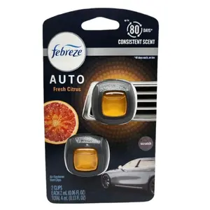 Febreze LUXE Car Air Freshener Vent Clips - Adjustable - 2 Clips - 0.07 Fl Oz Fresh Citrus Scent - Up to 40 Days Consistent Scent - Steady Release Technology