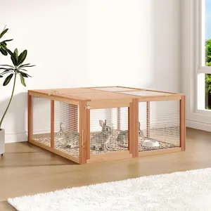 Chicken Coop Run Rabbit Hutch,Portable Chicken Cage Pens with Top & Side Opening Doors,Wooden Chicken Coop,Outdoor Indoor Small Animal Playpen