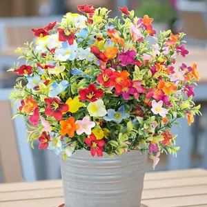 2 Bundles Artificial Flowers for Outdoors, UV Resistant Decorative Silk Fake Flowers, Multi-Color Faux Wildflowers for Window Box, Porch, Hanging Planter