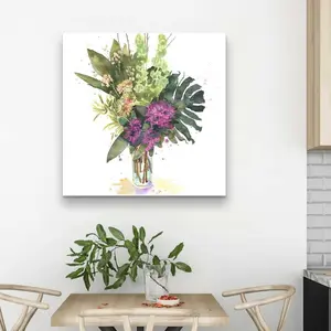 212 MAIN Tropical Floral Wall Art - 32x32 in Green Nature-Inspired Flower Print, Artistic Photo Decoration for Home Decor, Room Accent, Tropical Floral Print