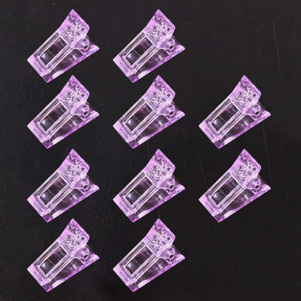 10 PCS Nail Tips Clip Purple Color for Quick Building Polygel Nail Forms, Polygel Nail Extension Forms,Builder Clamps, DIY Manicure Nail Art Tool Polish Cutics Cosmetic Acrylic,summerwins