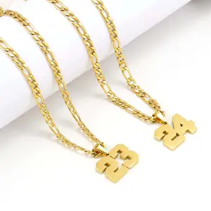 Tarnish-Proof Stainless Steel 0-99 Bold Number Shaped Pendant Necklace, Unisex Stainless Steel Chain, Fashion Chic Accessories, Gift for Athletes, Casual Wear Jewelry, Necklaces
