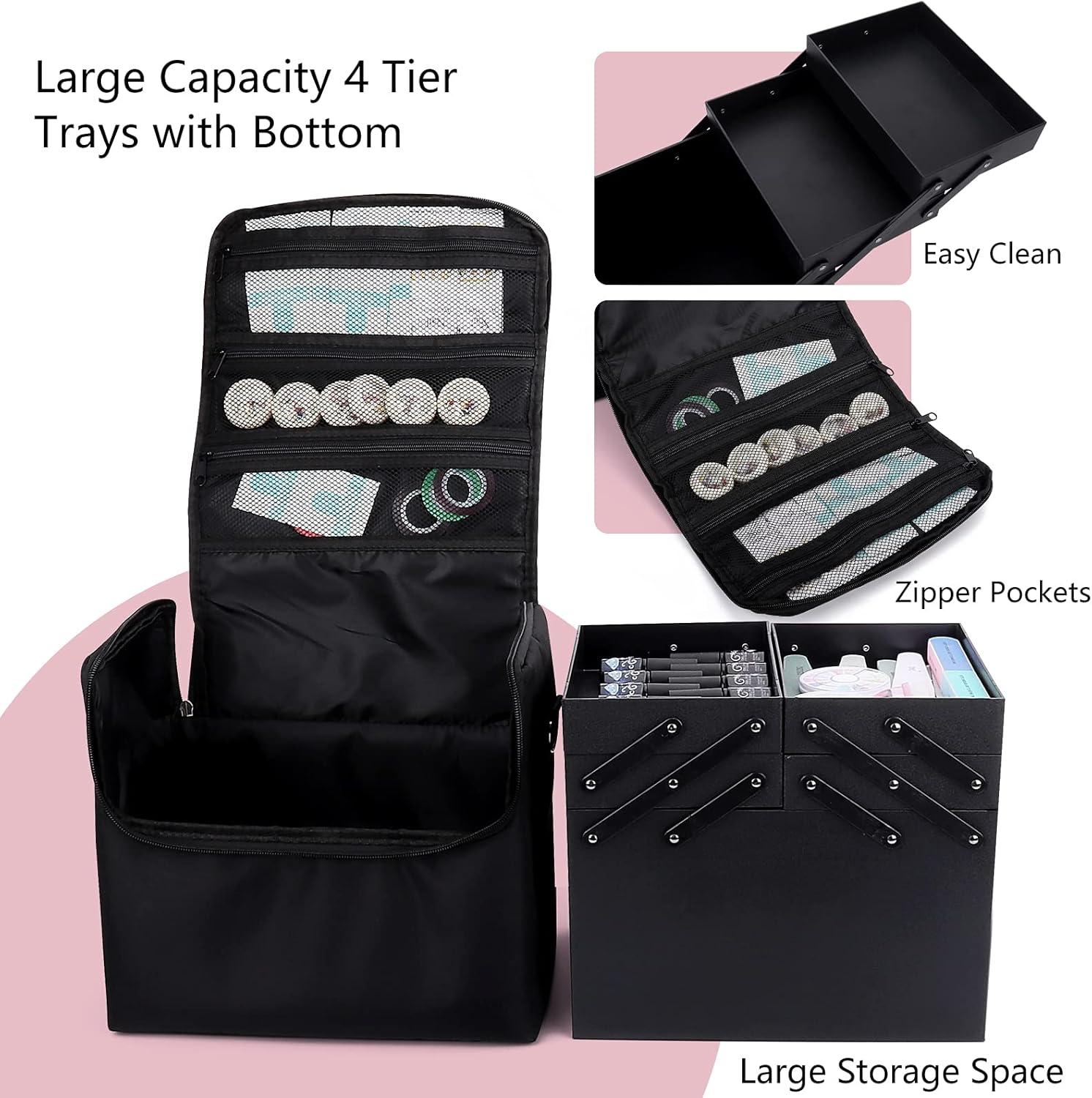 Large Makeup Carrying Train Case for Women, Black Travel Bag Storage Box,4 Tier Professional Nail Organizer Case with Adjustable Dividers for Nail Tools Jewelry MakeUp Brushes Large Makeup Carrying Train Case for Women, Black Travel Bag Storage Box,4 Tier Professional Nail Organizer Case with Adjustable Dividers for Nail Tools Jewelry MakeUp Brushes